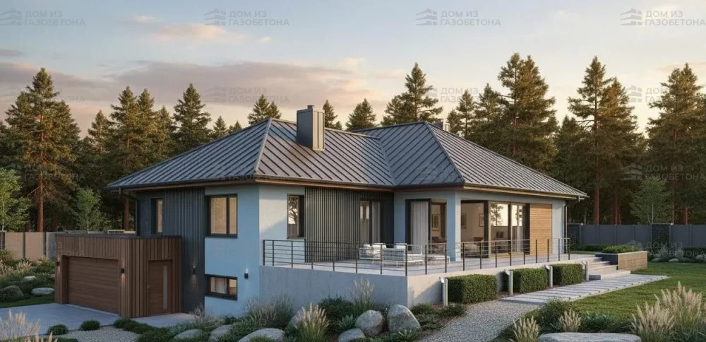 Проект Одноэтажный дом 19 на 15, 168 м2